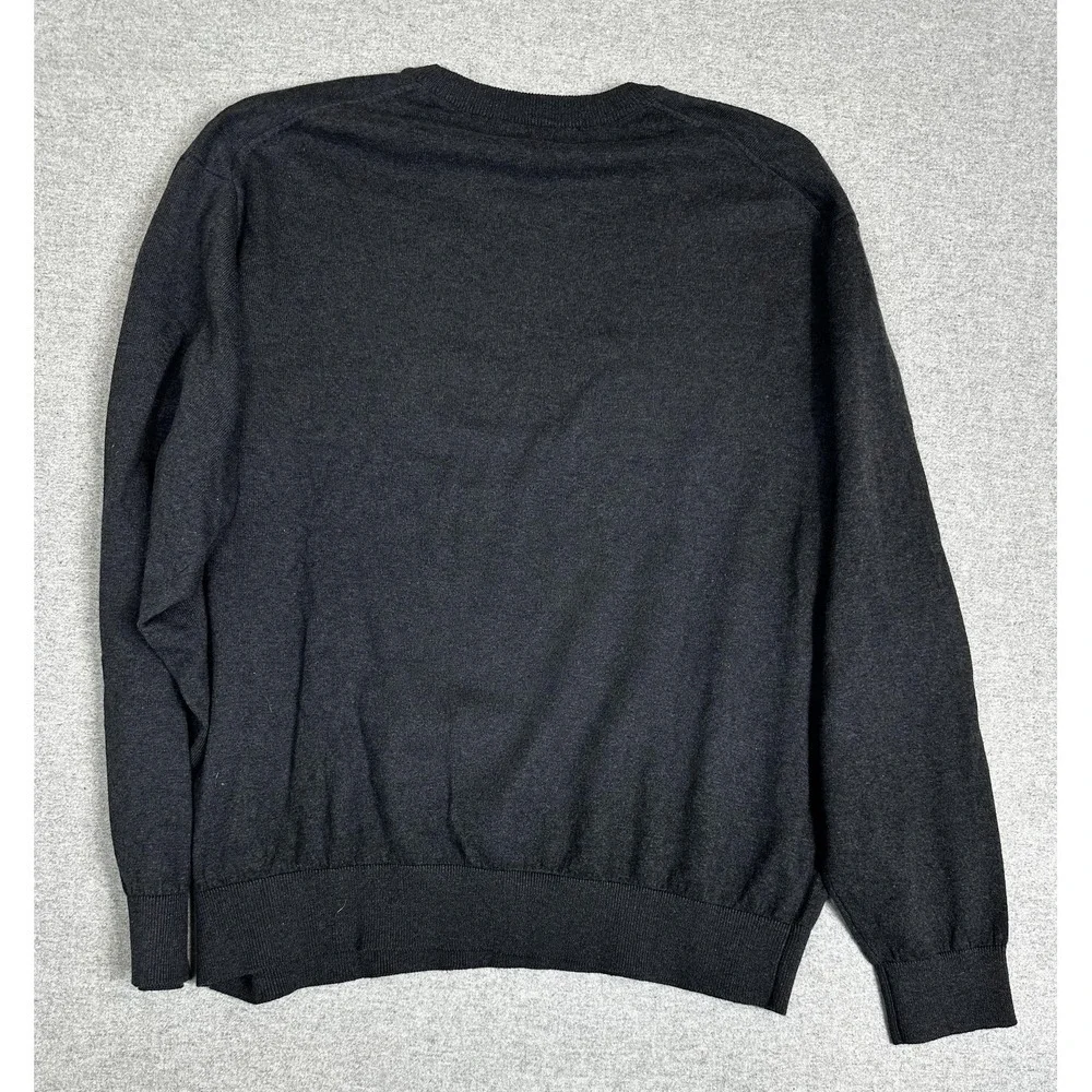 Orvis Sweater Mens Large Charcoal Gray Silk Cashmere Crewneck Knit Pullover